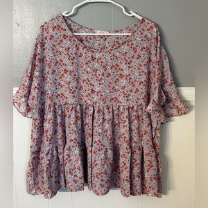 Chic Floral Women's Blouse - Lavender and Floral